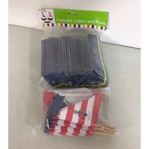 Cupcake Collars & Picks It’s a Boy Nautical Theme 100 Pieces New